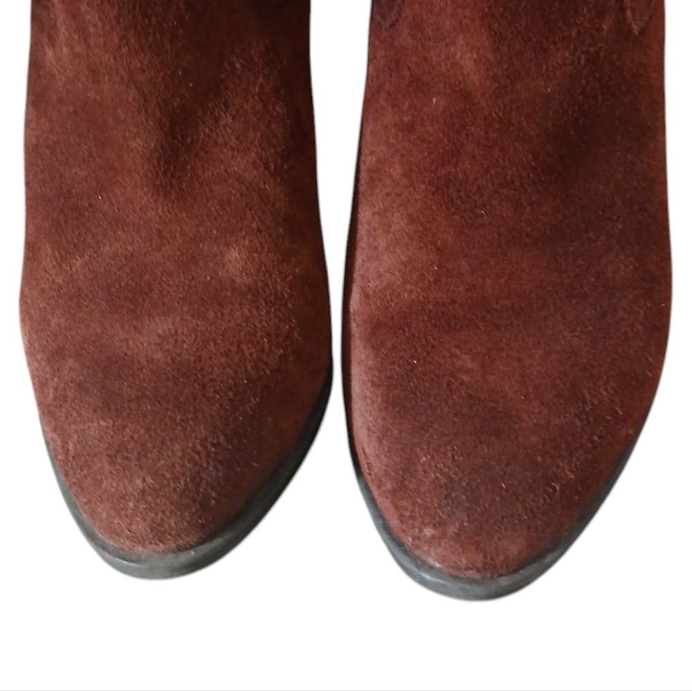 Steve Madden Savas Tall Suede Slouch Boots Burgundy Knee High Heeled Boot 6 - Picture 4 of 11